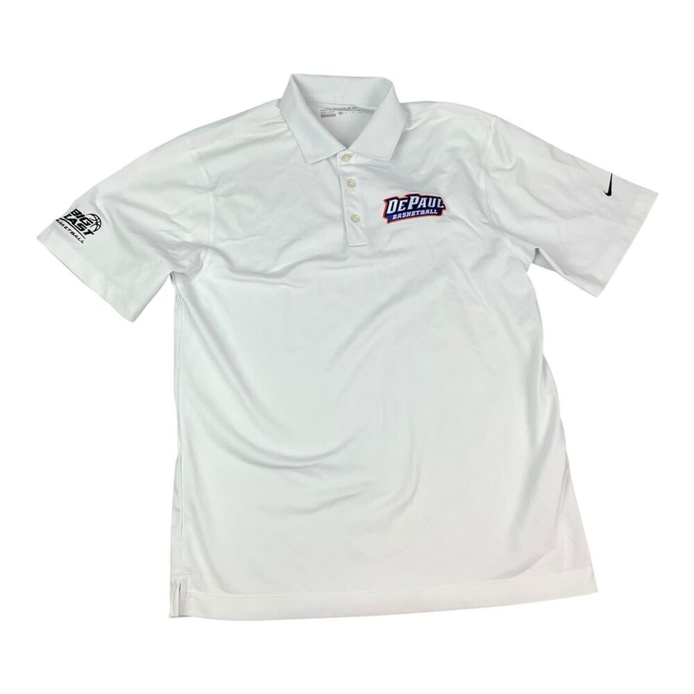 DePaul Blue Demons Nike Dri Fit Polo Shirt, White, Big East Basketball, Small